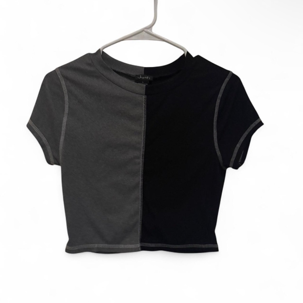Black and Gray Cropped T-Shirt